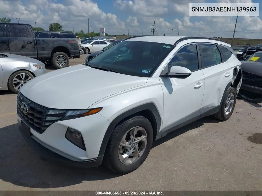 2022 Hyundai Tucson Sel VIN: 5NMJB3AE5NH139963 Lot: 40406653