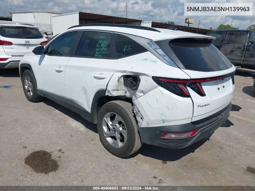 2022 Hyundai Tucson Sel VIN: 5NMJB3AE5NH139963 Lot: 40406653