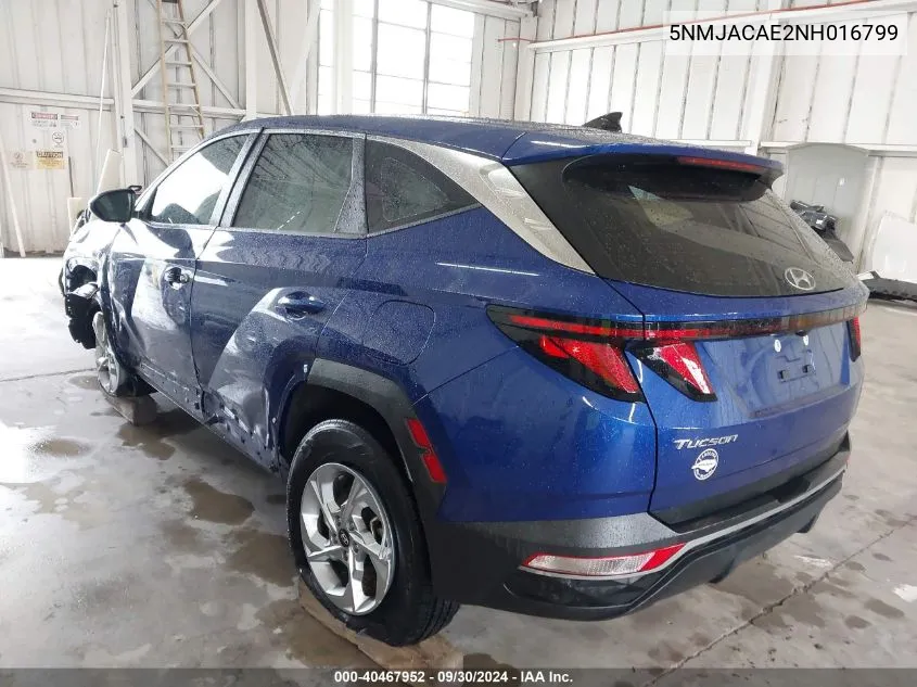 2022 Hyundai Tucson Se VIN: 5NMJACAE2NH016799 Lot: 40467952