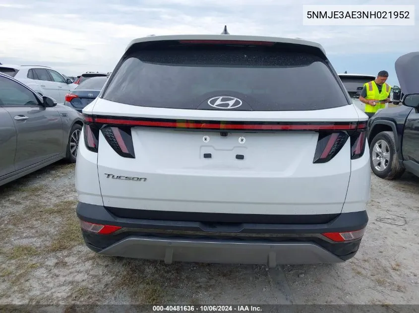 2022 Hyundai Tucson Limited VIN: 5NMJE3AE3NH021952 Lot: 40481636