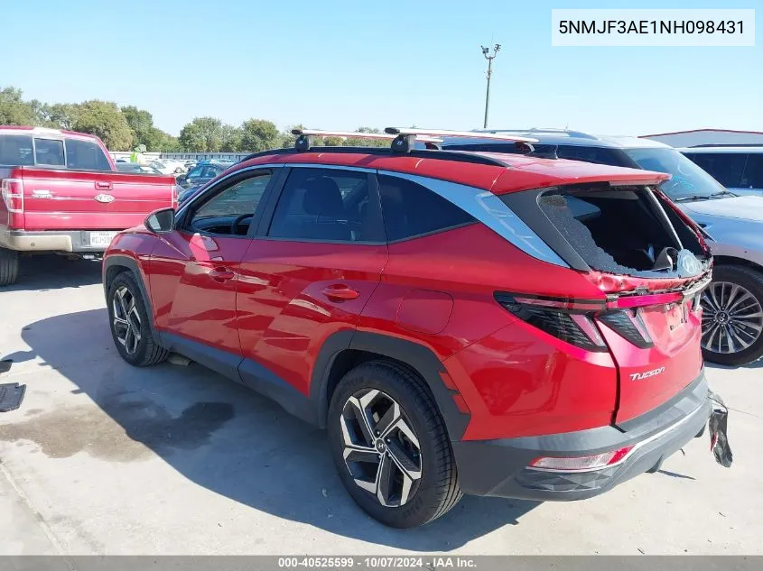 2022 Hyundai Tucson Sel VIN: 5NMJF3AE1NH098431 Lot: 40525599