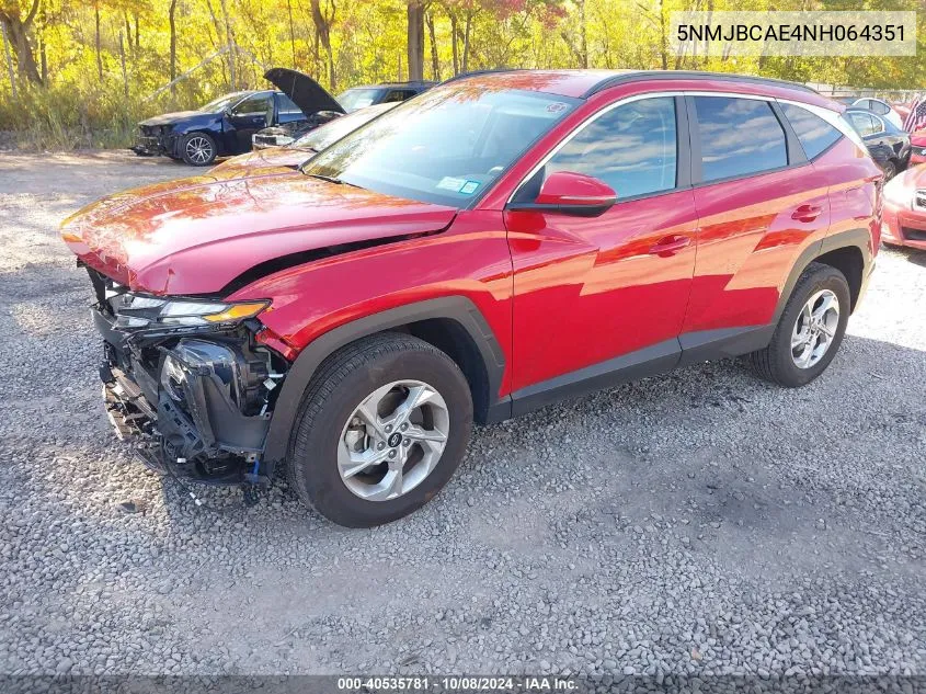 2022 Hyundai Tucson Sel VIN: 5NMJBCAE4NH064351 Lot: 40535781