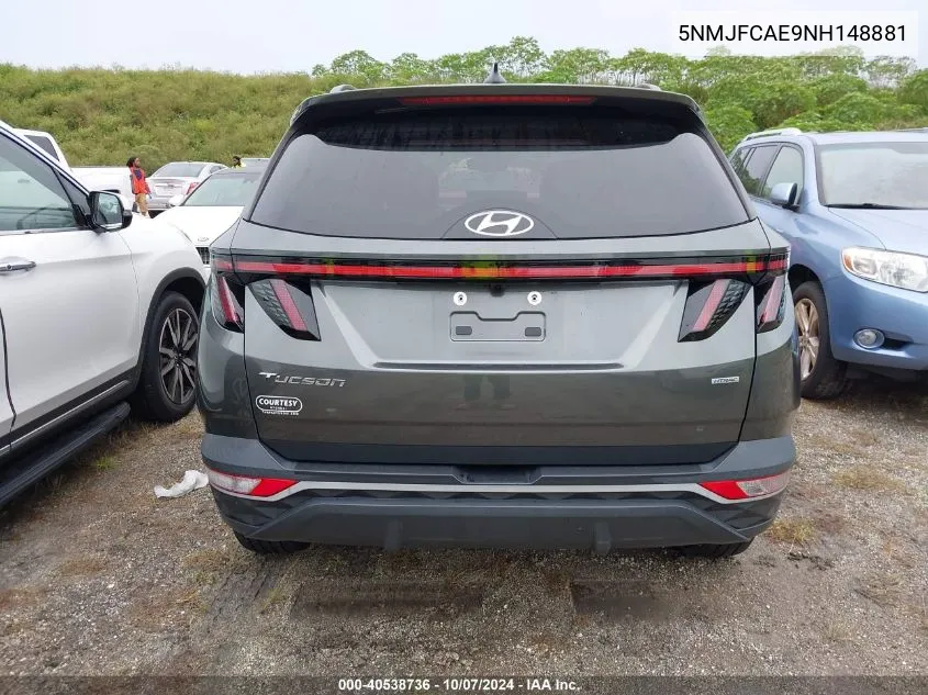 2022 Hyundai Tucson Sel VIN: 5NMJFCAE9NH148881 Lot: 40538736