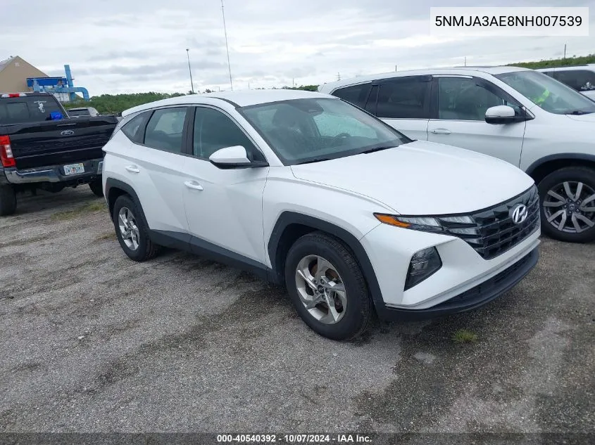 2022 Hyundai Tucson Se VIN: 5NMJA3AE8NH007539 Lot: 40540392