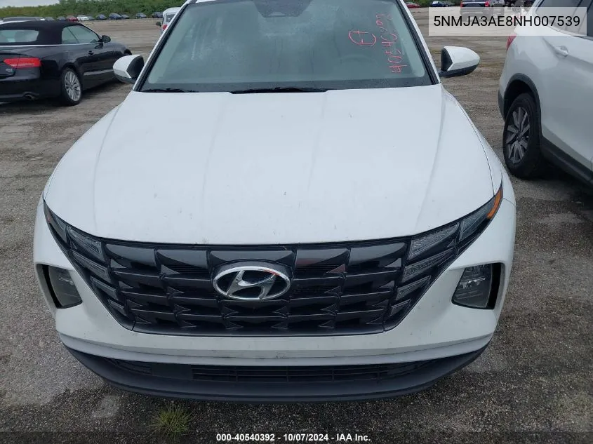 2022 Hyundai Tucson Se VIN: 5NMJA3AE8NH007539 Lot: 40540392