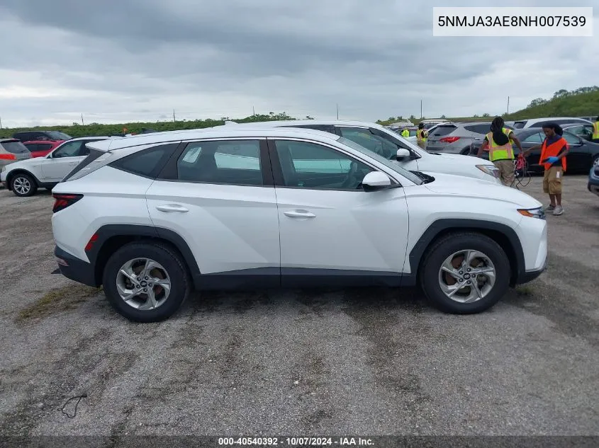 2022 Hyundai Tucson Se VIN: 5NMJA3AE8NH007539 Lot: 40540392