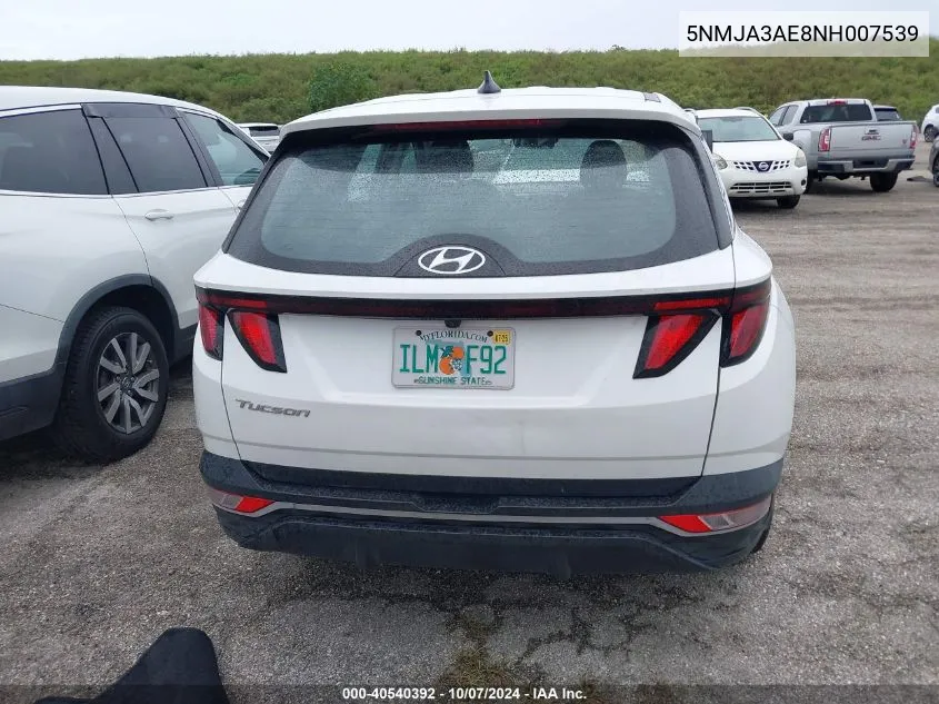 2022 Hyundai Tucson Se VIN: 5NMJA3AE8NH007539 Lot: 40540392