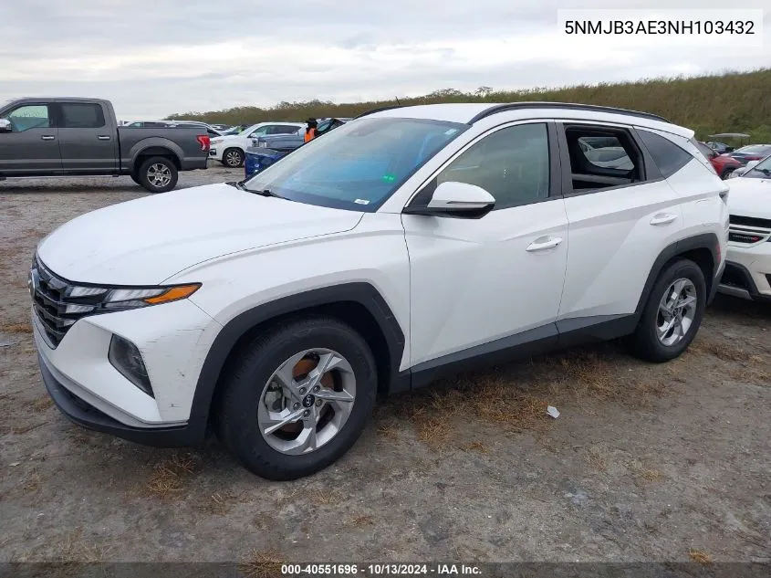 2022 Hyundai Tucson Sel VIN: 5NMJB3AE3NH103432 Lot: 40551696