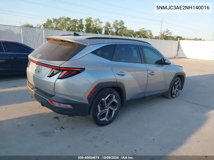 2022 Hyundai Tucson Sel VIN: 5NMJC3AE2NH140016 Lot: 40554674