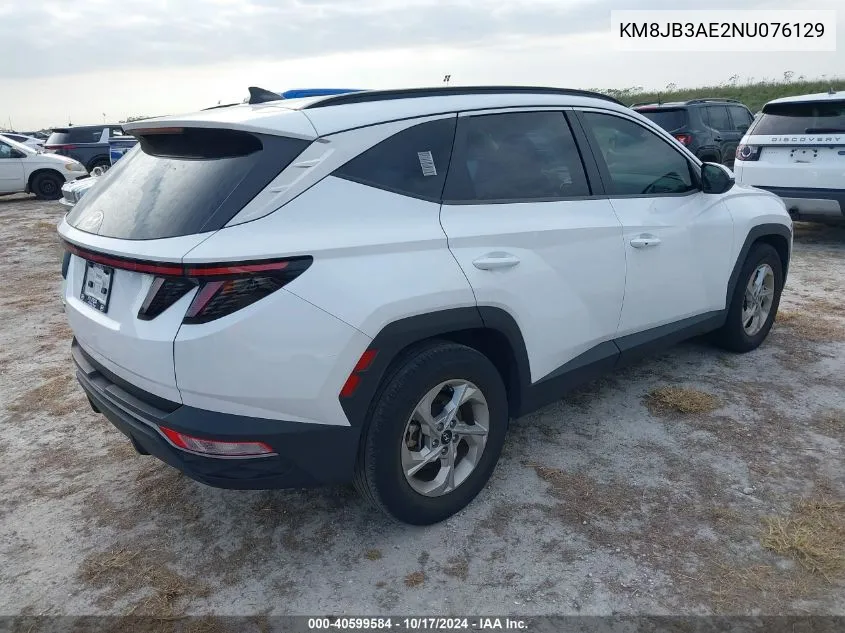 2022 Hyundai Tucson Sel VIN: KM8JB3AE2NU076129 Lot: 40599584