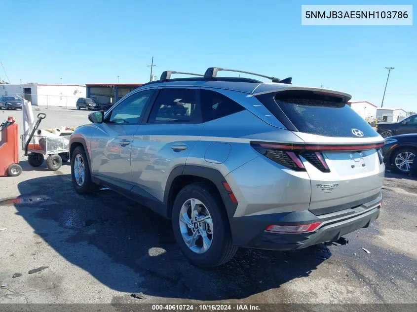 2022 Hyundai Tucson Sel VIN: 5NMJB3AE5NH103786 Lot: 40610724