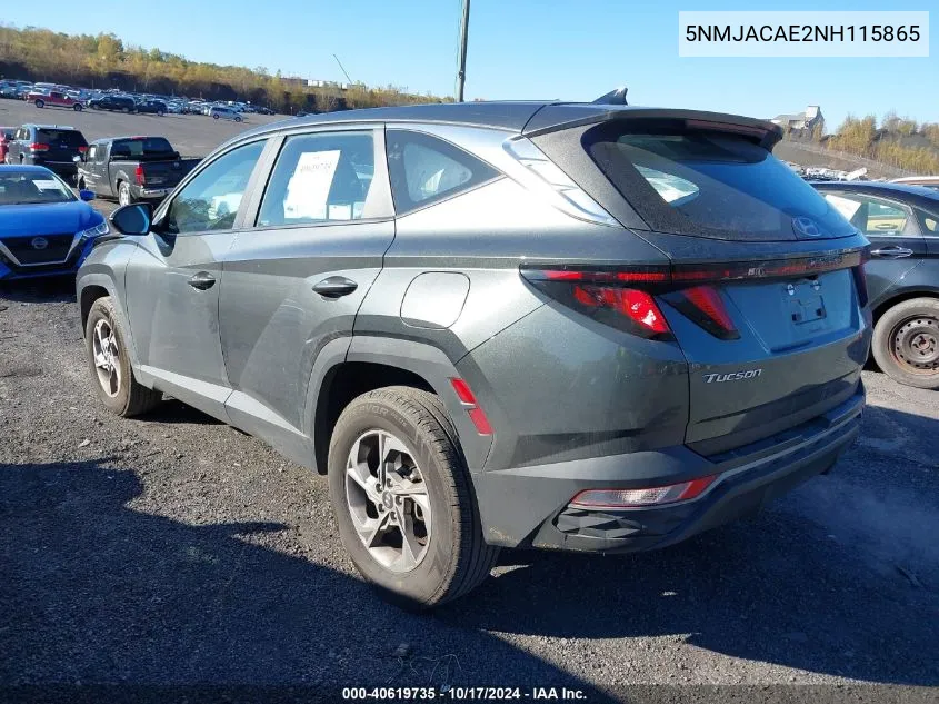 2022 Hyundai Tucson Se VIN: 5NMJACAE2NH115865 Lot: 40619735