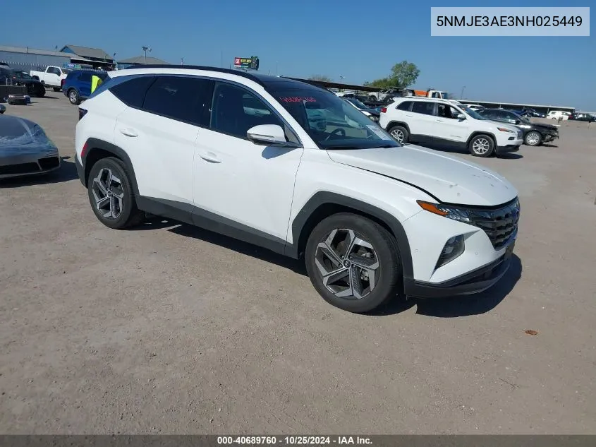 2022 Hyundai Tucson Limited VIN: 5NMJE3AE3NH025449 Lot: 40689760