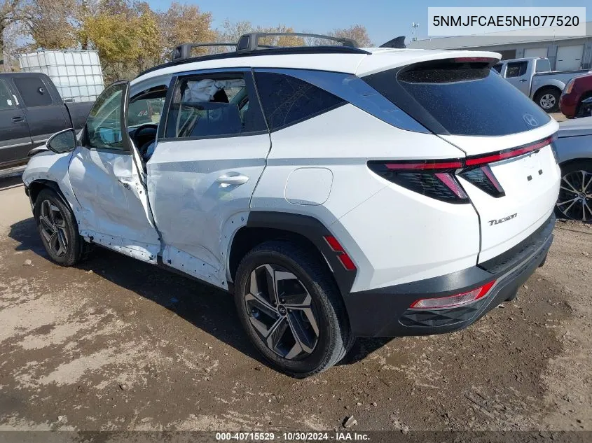 2022 Hyundai Tucson Sel VIN: 5NMJFCAE5NH077520 Lot: 40715529