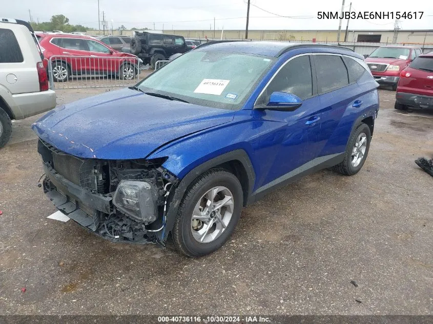 2022 Hyundai Tucson Sel VIN: 5NMJB3AE6NH154617 Lot: 40736116