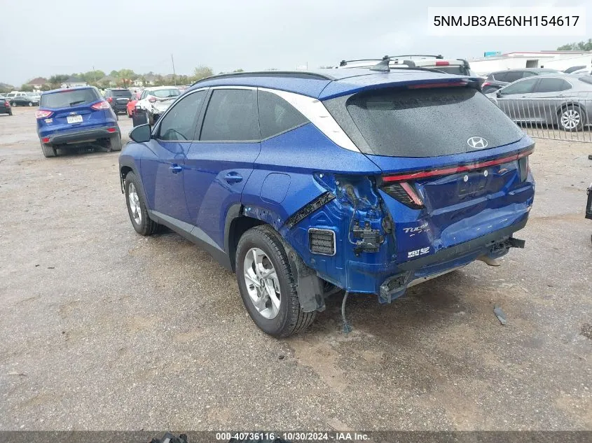 2022 Hyundai Tucson Sel VIN: 5NMJB3AE6NH154617 Lot: 40736116