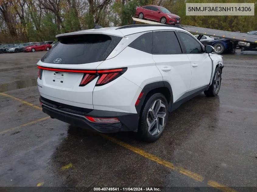 2022 Hyundai Tucson Sel VIN: 5NMJF3AE3NH114306 Lot: 40749541