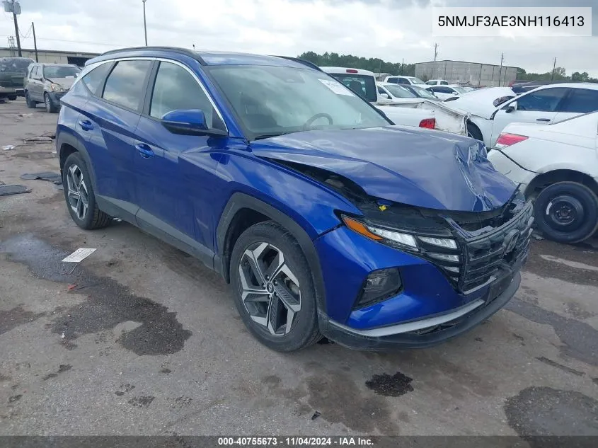 2022 Hyundai Tucson Sel VIN: 5NMJF3AE3NH116413 Lot: 40755673