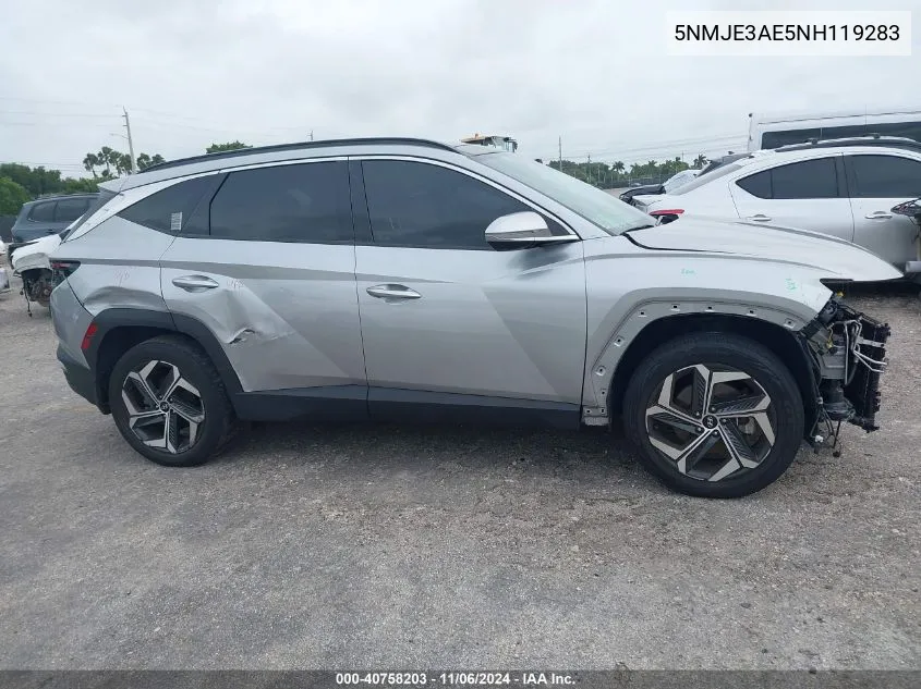 2022 Hyundai Tucson Limited VIN: 5NMJE3AE5NH119283 Lot: 40758203