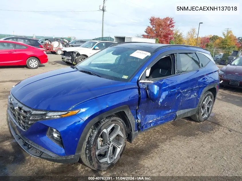 2022 Hyundai Tucson Limited VIN: 5NMJECAEXNH137018 Lot: 40763391