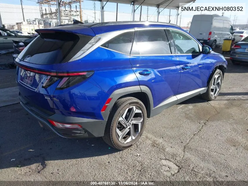 2022 Hyundai Tucson Limited VIN: 5NMJECAEXNH080352 Lot: 40768130