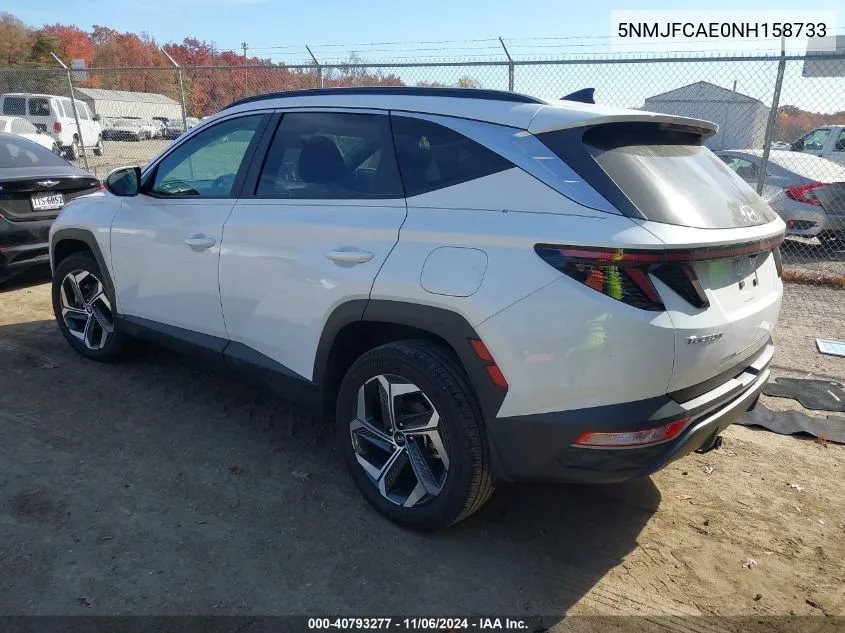 2022 Hyundai Tucson Sel VIN: 5NMJFCAE0NH158733 Lot: 40793277