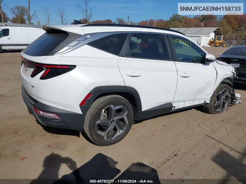 2022 Hyundai Tucson Sel VIN: 5NMJFCAE0NH158733 Lot: 40793277