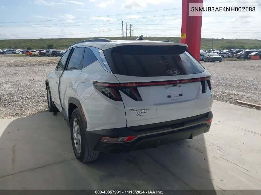 2022 Hyundai Tucson Sel VIN: 5NMJB3AE4NH002688 Lot: 40857991