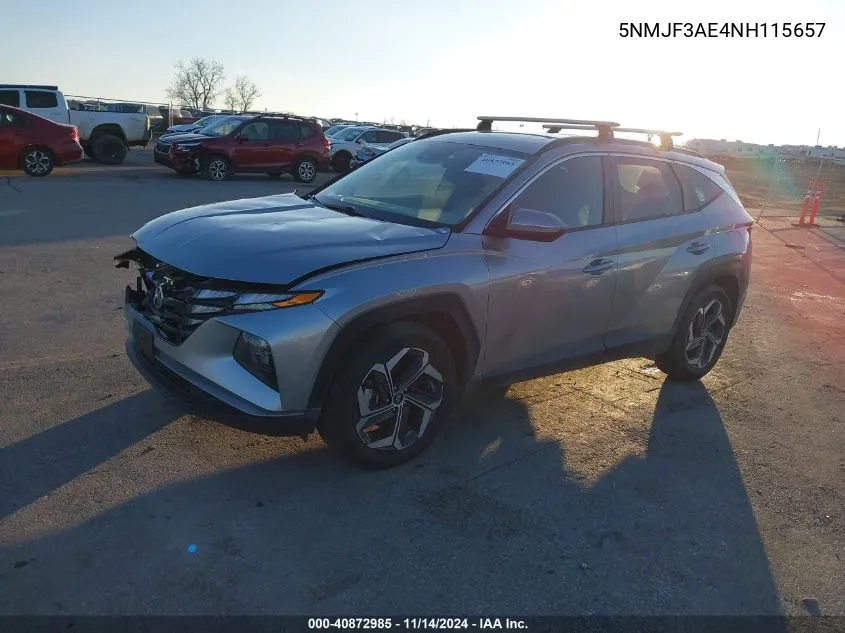 2022 Hyundai Tucson Sel VIN: 5NMJF3AE4NH115657 Lot: 40872985