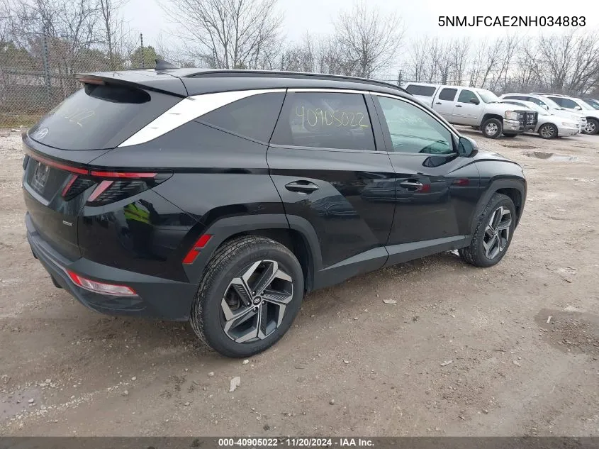 2022 Hyundai Tucson Sel VIN: 5NMJFCAE2NH034883 Lot: 40905022