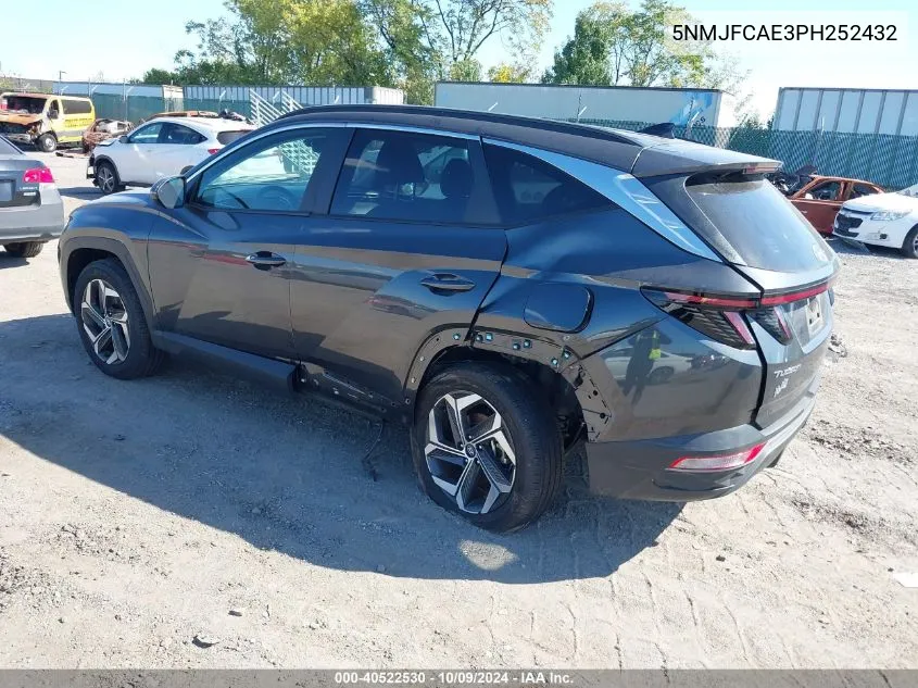 2023 Hyundai Tucson Sel VIN: 5NMJFCAE3PH252432 Lot: 40522530