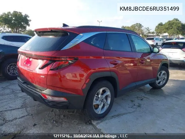 2024 Hyundai Tucson VIN: KM8JBCDE6RU351499 Lot: 12115216