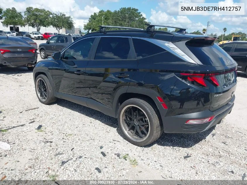 2024 Hyundai Tucson Sel VIN: 5NMJB3DE7RH412757 Lot: 39923930