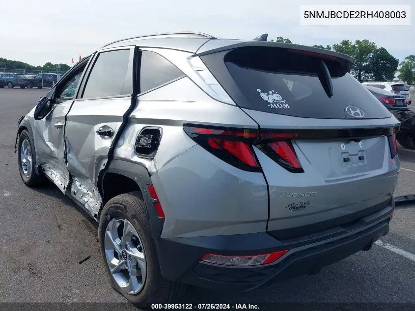 2024 Hyundai Tucson Sel VIN: 5NMJBCDE2RH408003 Lot: 39953122