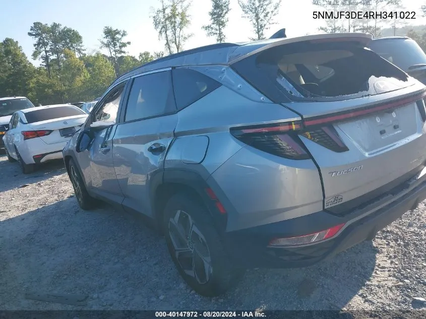 2024 Hyundai Tucson Sel VIN: 5NMJF3DE4RH341022 Lot: 40147972