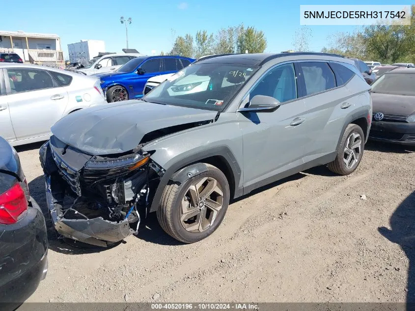 2024 Hyundai Tucson Limited VIN: 5NMJECDE5RH317542 Lot: 40520196