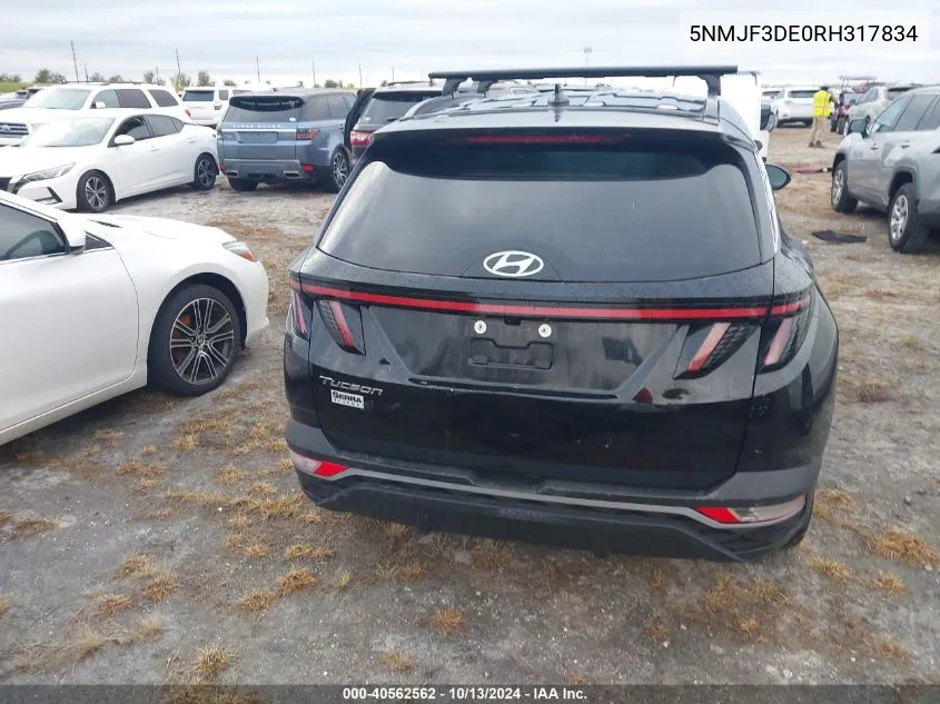 2024 Hyundai Tucson Sel VIN: 5NMJF3DE0RH317834 Lot: 40562562