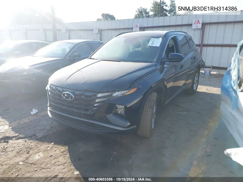 2024 Hyundai Tucson Sel VIN: 5NMJB3DE1RH314386 Lot: 40603356