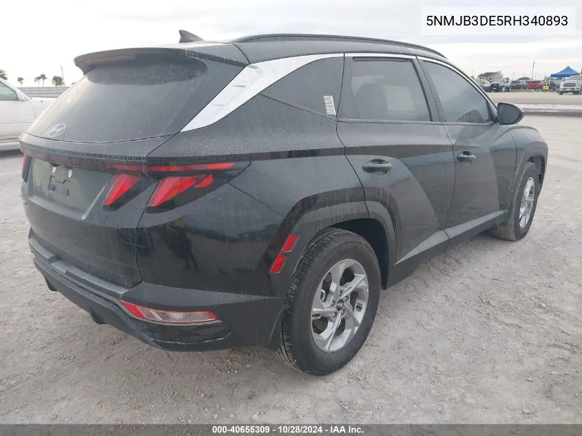 2024 Hyundai Tucson Sel VIN: 5NMJB3DE5RH340893 Lot: 40655309