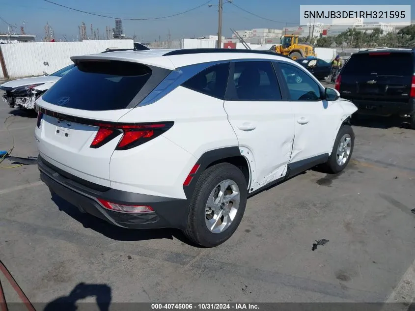 2024 Hyundai Tucson Sel VIN: 5NMJB3DE1RH321595 Lot: 40745006