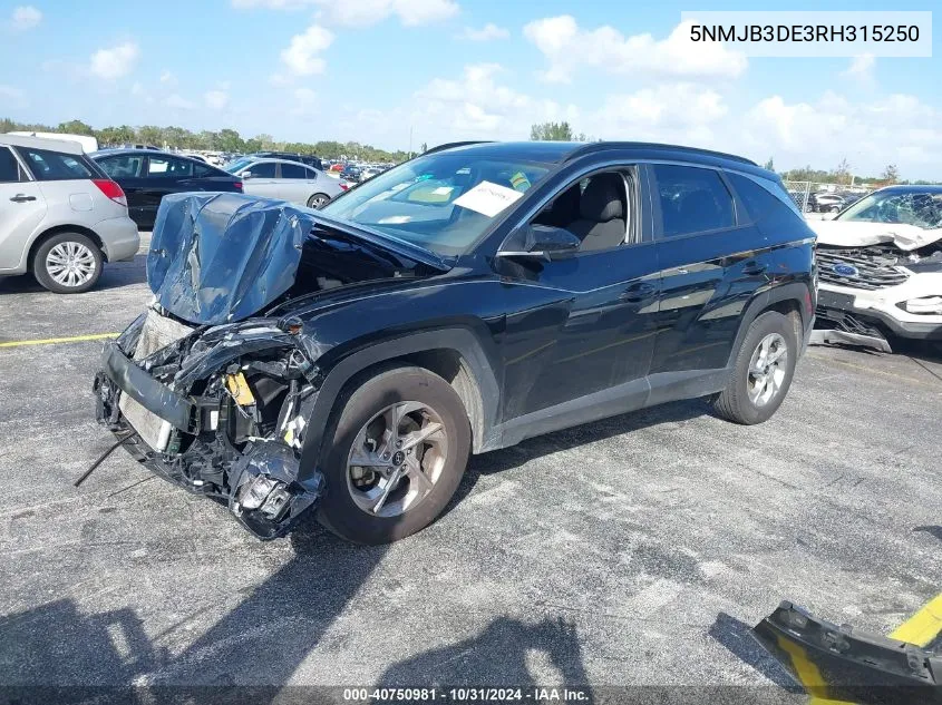 2024 Hyundai Tucson Sel VIN: 5NMJB3DE3RH315250 Lot: 40750981