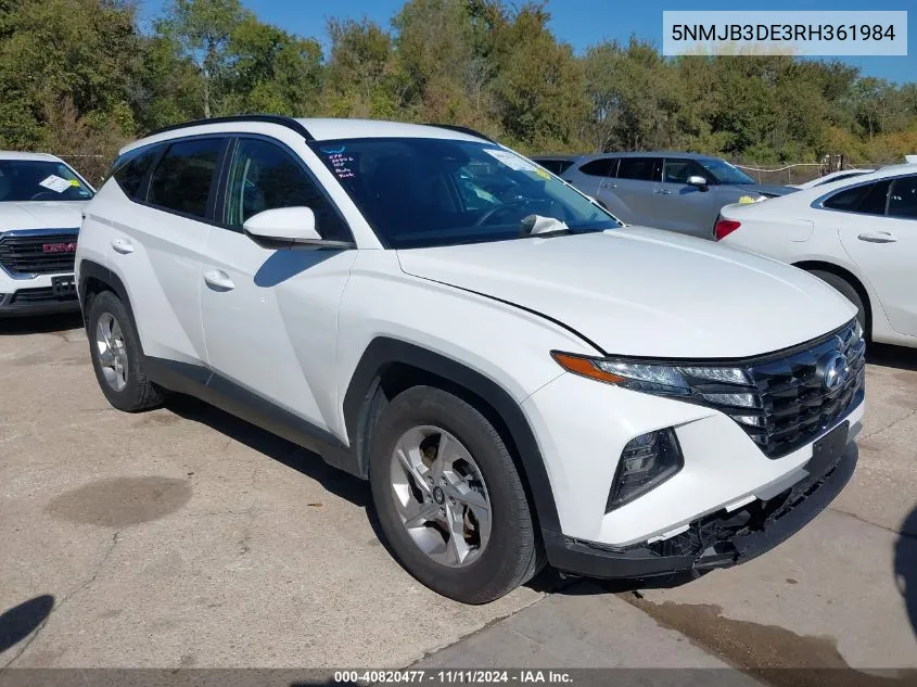 2024 Hyundai Tucson Sel VIN: 5NMJB3DE3RH361984 Lot: 40820477