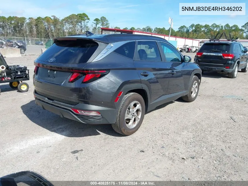 2024 Hyundai Tucson Sel VIN: 5NMJB3DE4RH346202 Lot: 40825175