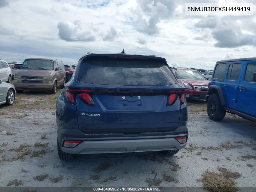 2025 Hyundai Tucson Sel VIN: 5NMJB3DEXSH449419 Lot: 40485902