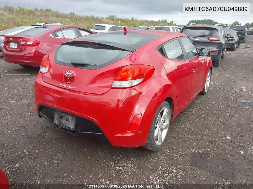 2012 Hyundai Veloster VIN: KMHTC6AD7CU049889 Lot: 12114535