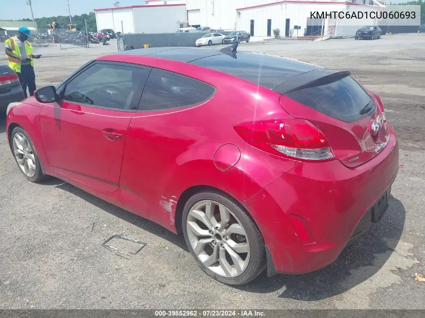 2012 Hyundai Veloster Base W/Gray VIN: KMHTC6AD1CU060693 Lot: 39852962