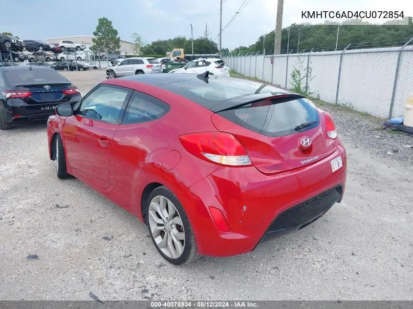 KMHTC6AD4CU072854 2012 Hyundai Veloster Base W/Red/Black