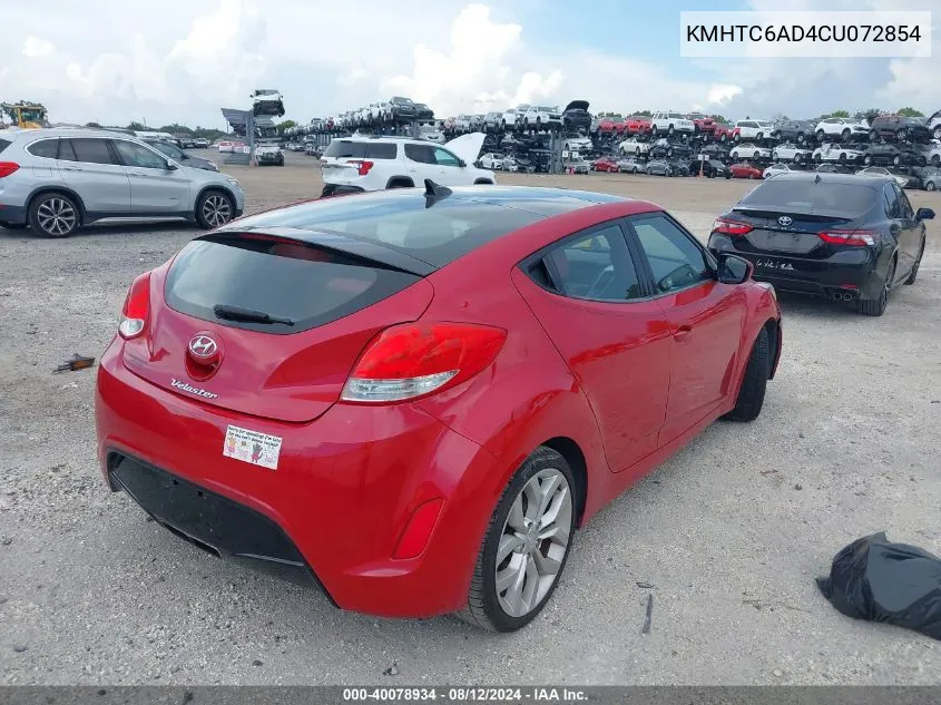 KMHTC6AD4CU072854 2012 Hyundai Veloster Base W/Red/Black