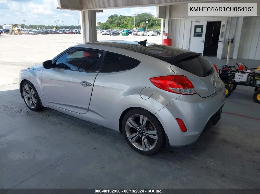 2012 Hyundai Veloster Base W/Gray VIN: KMHTC6AD1CU054151 Lot: 40102950