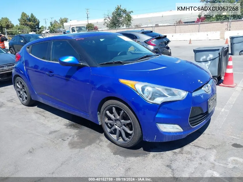 2012 Hyundai Veloster Base W/Black VIN: KMHTC6ADXCU067268 Lot: 40152759